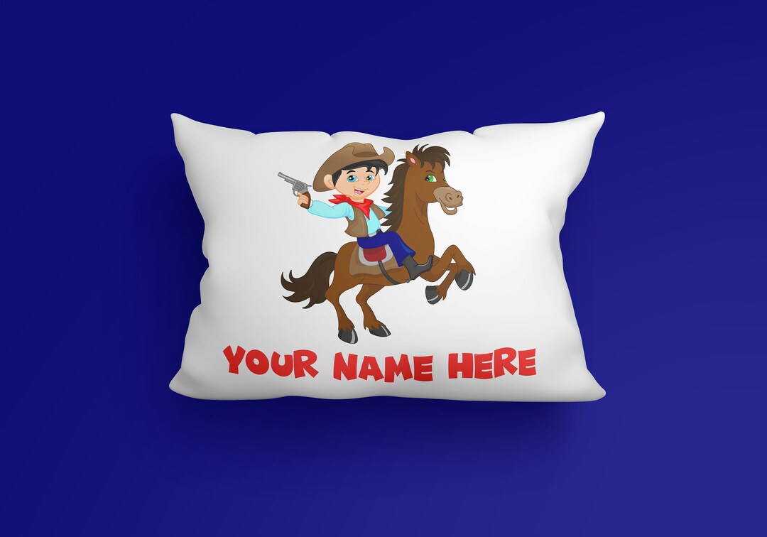 Personalized Kids Cowboy Pillow Case Etsy