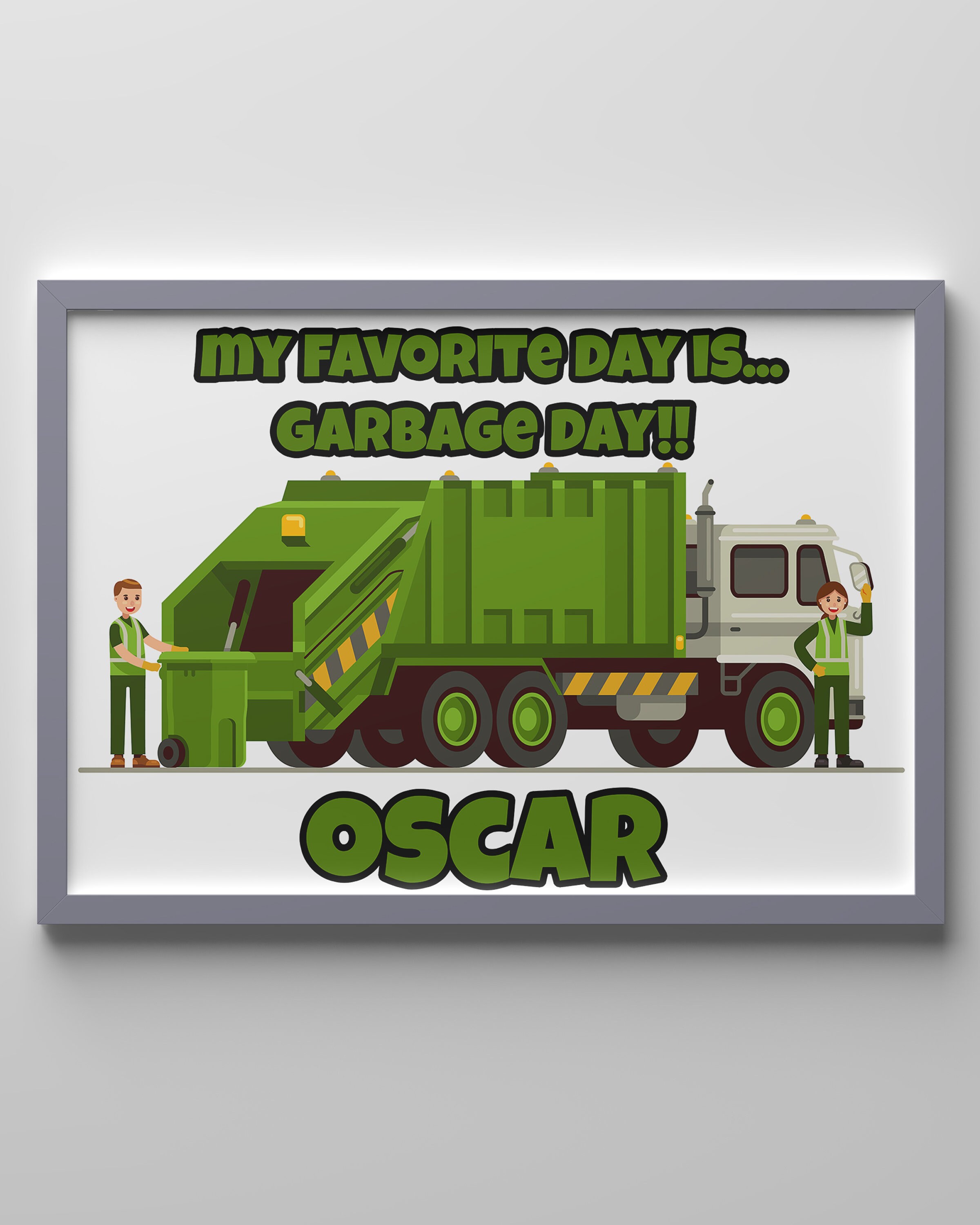 Personalized Childrens Printable Wall Art Garbage Truck Name Etsy