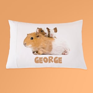 Childrens Personalized Cute Three Guinea Pigs Flowers Pillow Case