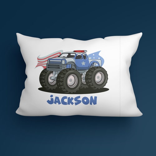 Monster Truck Pillow Case Personalized Pillowcase Etsy