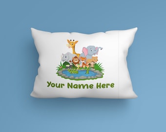 Personalized Kids Wild Animals Pillow Case