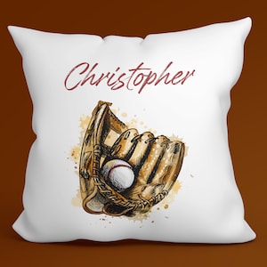 Kids Personalized Baseball Glove Sports Throw Pillow Case, Pillow Cover