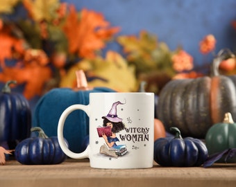 Caneca de mulher bruxa, Caneca de café para bruxas, Caneca de cerâmica de Halloween