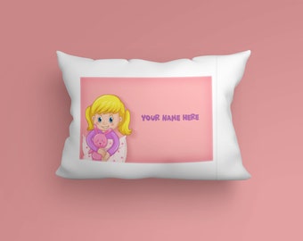 Personalized Little Blonde Girl Pillow Case