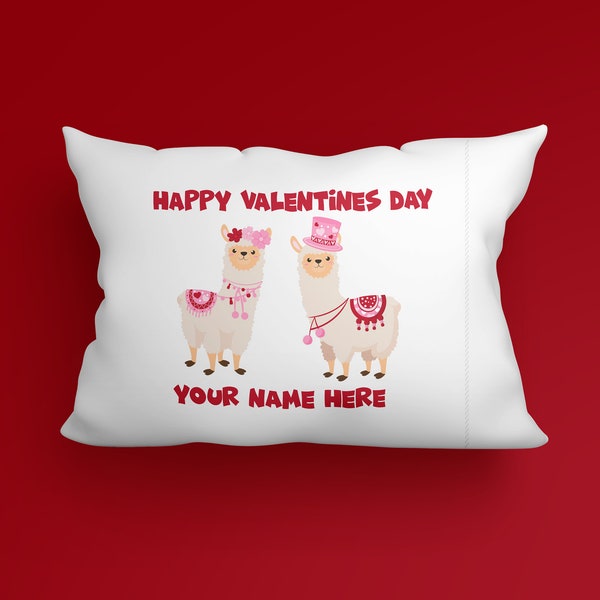 Personalized Valentines Llama Pillow Case