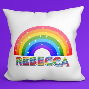 Kids Personalized Rainbow Throw Pillow Case