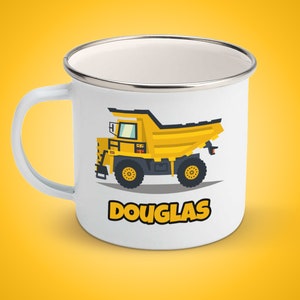 Personalized Kids Construction Dump Truck Mug, Personalized Drinkware, Excavator Mug For Children