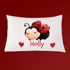 Funda de almohada de mariquita de dibujos animados linda personalizada para niños, regalo para niños, decoración de mariquita, regalo de mariquita