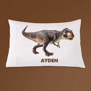 Personalized Dinosaur Pillowcase, Dinosaur bedding, Personalized Gift