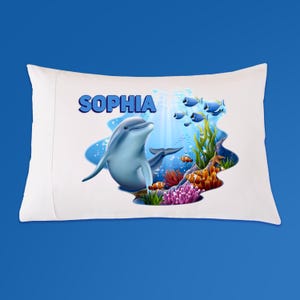 Personalized dolphin pillowcase, Gift for dolphin lover, Dolphin Bedding