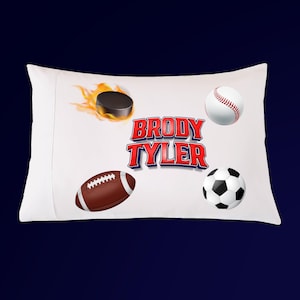 Sports theme kids pillowcase - Football Pillow personalized pillowcase - personalized hockey pillow - Baseball pillow