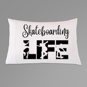 Skateboarding Pillowcase, Gift for Skateboarder, Skateboard decor, Skater Bedding