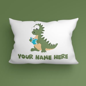 Personalized Kids Cute Dinosaur Reading Pillow Case