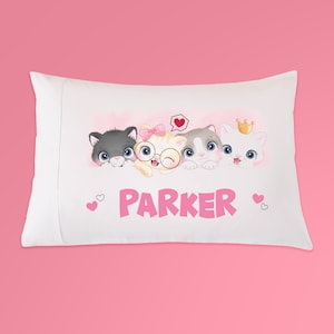 Kittens Pillowcase, Watercolor Cats Decor, Gift for Cat Lover, Kitten decor
