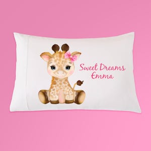 Custom name Pillowcase Personalized gift Pillow case Gift for kids Pillow cover Toddler Giraffe Baby gift Gift for girl Nursery decor