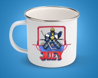 Ijshockeymok jongens, aangepaste hockeymok, kindermok hockeycadeau, kinderbeker warme chocolademelk, gepersonaliseerde kindermok warme chocolademelk