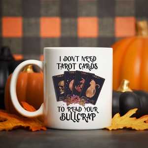 Tarot card bullcrap mug,Gift for tarot card reader.Halloween ceramic mug