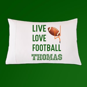 Kids Pre Teens Personalized Live Love Football Pillowcase