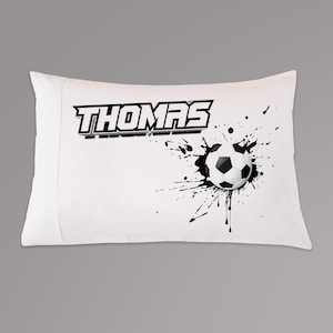 Kids Pre Teens Personalized Soccer Pillowcase, Sports Gift For Boys, Bedroom Sports Decor