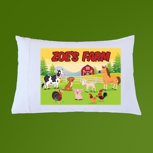 Childrens Personalized Cute Farm Animals Pillow Case,Kids Pillowcase