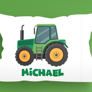 Childrens Personalized Kids Farm Tractor Pillow Case, Farm Bedding