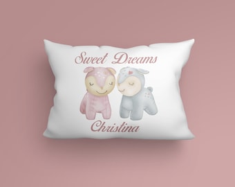 Kids Personalized Cute Lambs Pillow Case