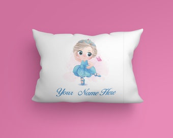 Personalized Little Girls Ballerina Pillow Case