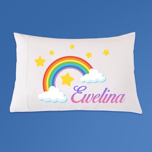 Personalized Kids Name Rainbow Pillowcase, Bedroom Decor, Kids Pillowcase