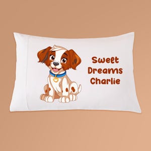 Personalized Kids Cartoon Dog Puppies Sweet Dreams Pillow Case