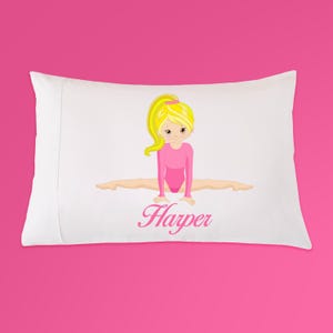 Personalized Girl Gymnast Gift For Girl Pillowcase, Blonde Gymnast Pillowcase, Gift for Gymnast, Gymnastics Bedding