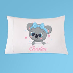 Personalized Children&#39;s Cute Koala Pillowcase, Gift for Koala Lover, Koala Decor, Koala Pillowcase