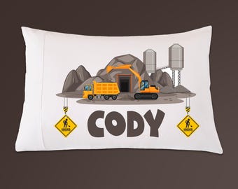 Personalized Truck Pillowcase, Truck Bedding for Kids, Birthday gift for Boy, Truck Decor