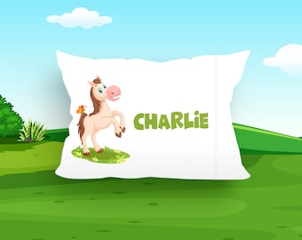 Personalized Childrens Bedding Cute cartoon Horse Pillowcase