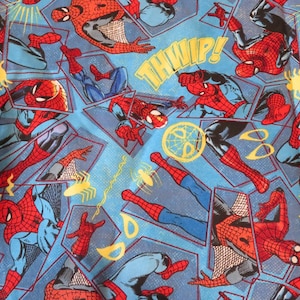 Tela con diseño de araña, hermosa tela de superhéroe 100% algodón, tela para acolchado