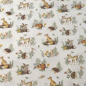 Woodland fabric, beautiful cute animal fabric, all animals fabric, baby blanket fabric, fabric by the yard