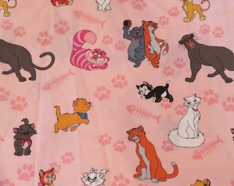 Cats fabric, all cats fabric, 100% cotton fabric, beautiful pink fabric