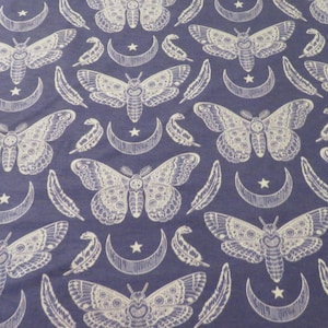 Moth design super snuggle fabric, cute moth fabric, beautiful fabric, gray moth blanket fabric, butterfly fabric