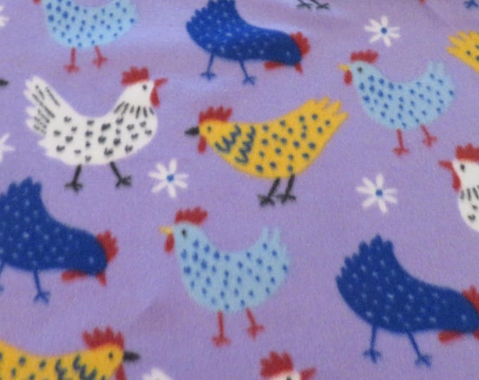 Chicken Fleece Fabric, Blue Chicken Hen Fabric, Blanket Fabric, No Sew ...