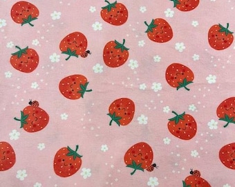 Strawberry flannel fabric, beautiful sweet fabric, snuggle fabric, blanket fabric, red strawberry fabric