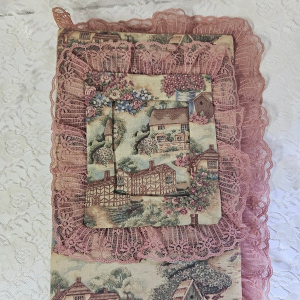 Photo Album, Junk Journal, Lace and Fabric, 12 Inch x 8 Inch, Sleeves, Vintage Journaling Book