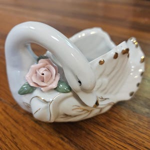 Vintage Miniature Swan Planter, 4" X 3"