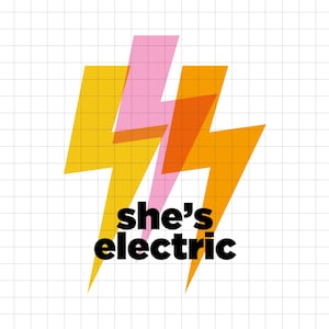 Sie ist Electric - Oasis Songtext SVG - 90er Jahre Indie Band T-Shirt PNG - 90er Vibes - Noel Gallagher T-Shirt PNG - Neon Lightning Bolt dtf