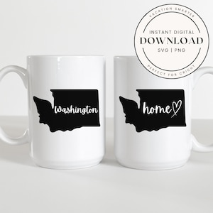 SVG-png-bestand staat Washington | Washington silhouet gesneden bestand | Cricut en silhouet downloaden | Staat overzicht clipart | Digitale kaart van Washington
