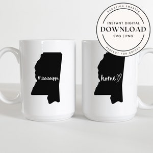 Mississippi State SVG PNG | Mississippi Silhouette Cut File | Cricut & Silhouette Download | State Outline Clipart | Digital Mississippi Map