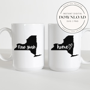 New York State SVG PNG | New York Silhouette Cut File | Cricut & Silhouette Download | State Outline Clipart | Digital New York Map