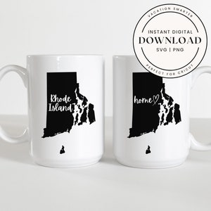Rhode Island State SVG PNG | Rhode Island Silhouette Cut File | Cricut & Silhouette | State Outline Clipart | Digital Rhode Island Map