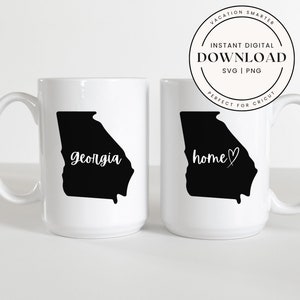 Georgia State SVG PNG | Georgia Silhouette Cut File | Cricut & Silhouette Download | State Outline Clipart | Digital Georgia Map