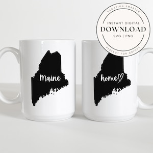 Maine State SVG PNG | Maine Silhouette Cut File | Cricut & Silhouette Download | State Outline Clipart | Digital Maine Map