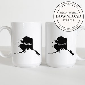 Alaska State SVG PNG | Alaska Silhouette Cut File | Cricut & Silhouette Download | State Outline Clipart | Digital Alaska Map