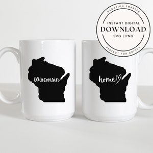 Wisconsin State SVG PNG | Wisconsin Silhouette Cut File | Cricut & Silhouette Download | State Outline Clipart | Digital Wisconsin Map
